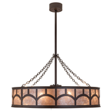Side view showing glowing mica diffuser and bronze frame.