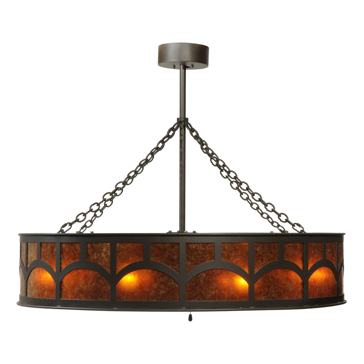 Straight side view with softly lit mica panels.