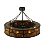 Overhead angle showing top support rods and light distribution.