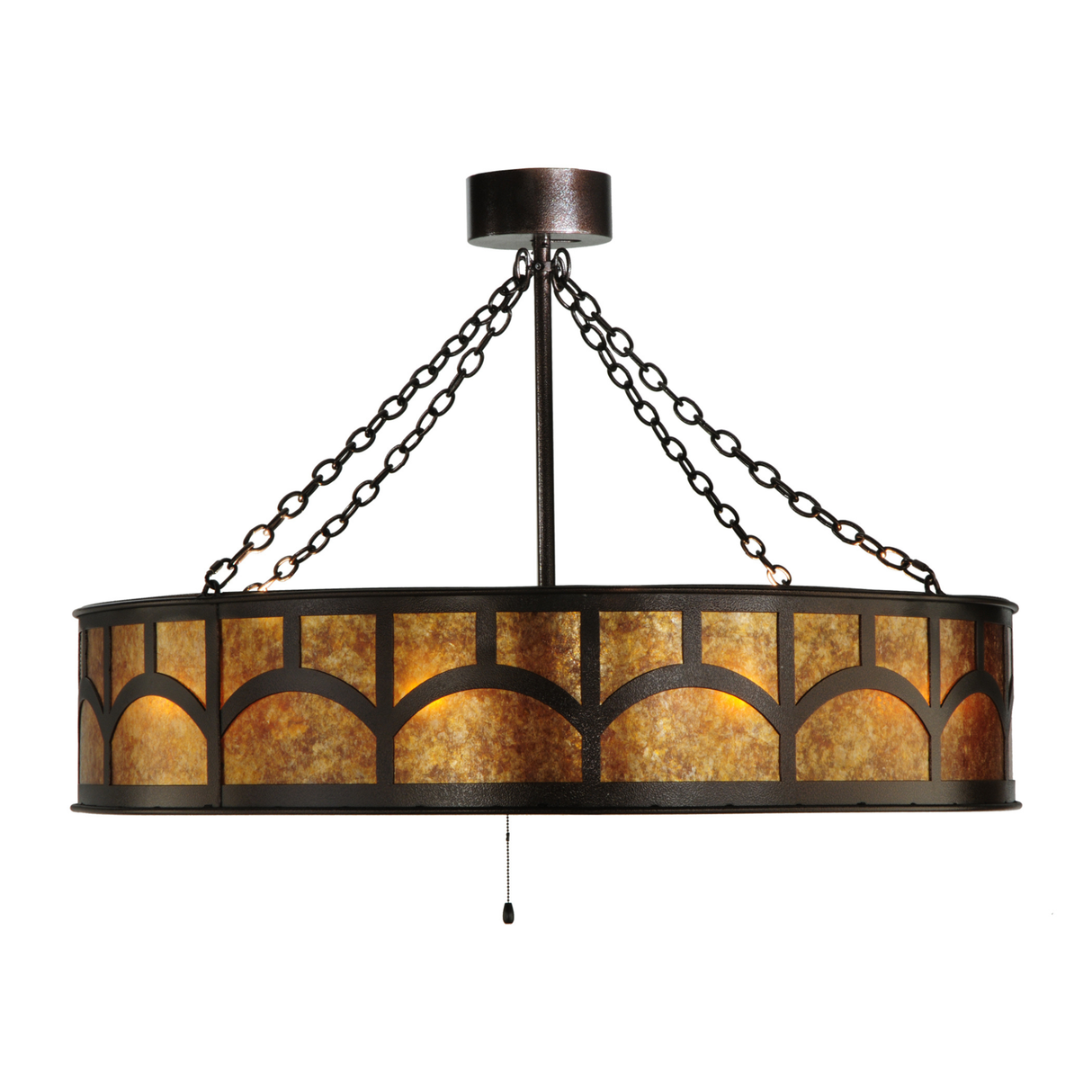 Side view showing geometric hilltop design pattern glowing.