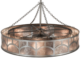Top angle lit view revealing uplights and chain suspension details.