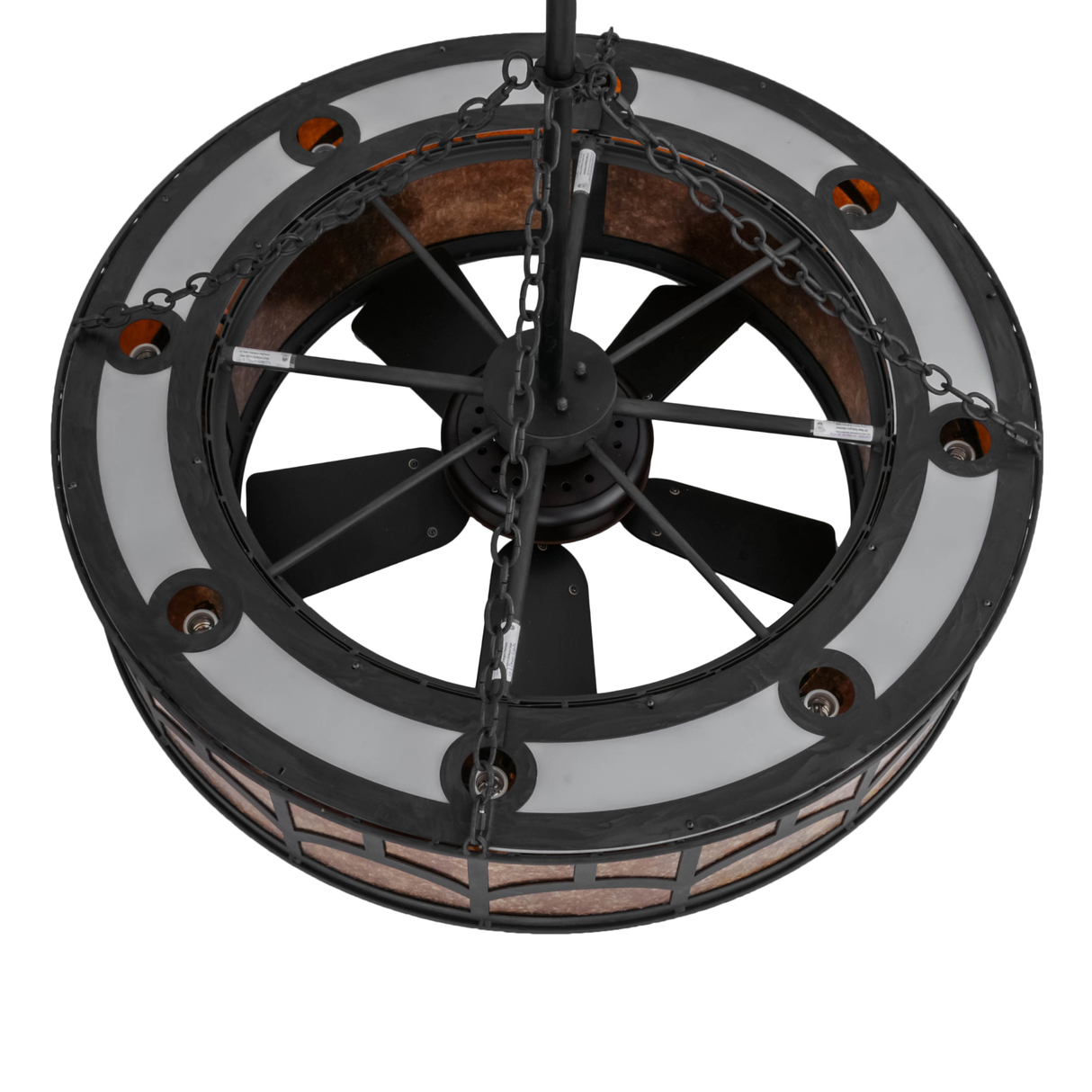 Top view showing the unlit interior fan and structural ring.