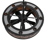 Top view showing the unlit interior fan and structural ring.
