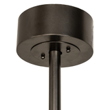 Close-up of canopy and rod in oil-rubbed bronze finish.