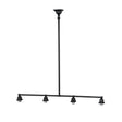 Mission-style 4-light island pendant hardware in black finish.