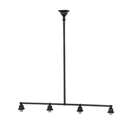 Mission-style 4-light island pendant hardware in black finish.