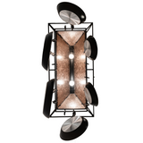 Bottom view of Mission Prime chandelier with silver mica diffuser.