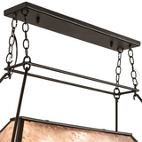 Ceiling mount detail of Mission Prime pot rack chandelier.