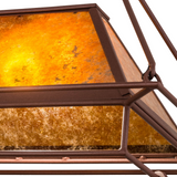 Close-up of rust-finished frame and chain suspension detail.