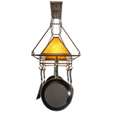 Close-up of Mission Prime pot rack amber mica shade detail.
