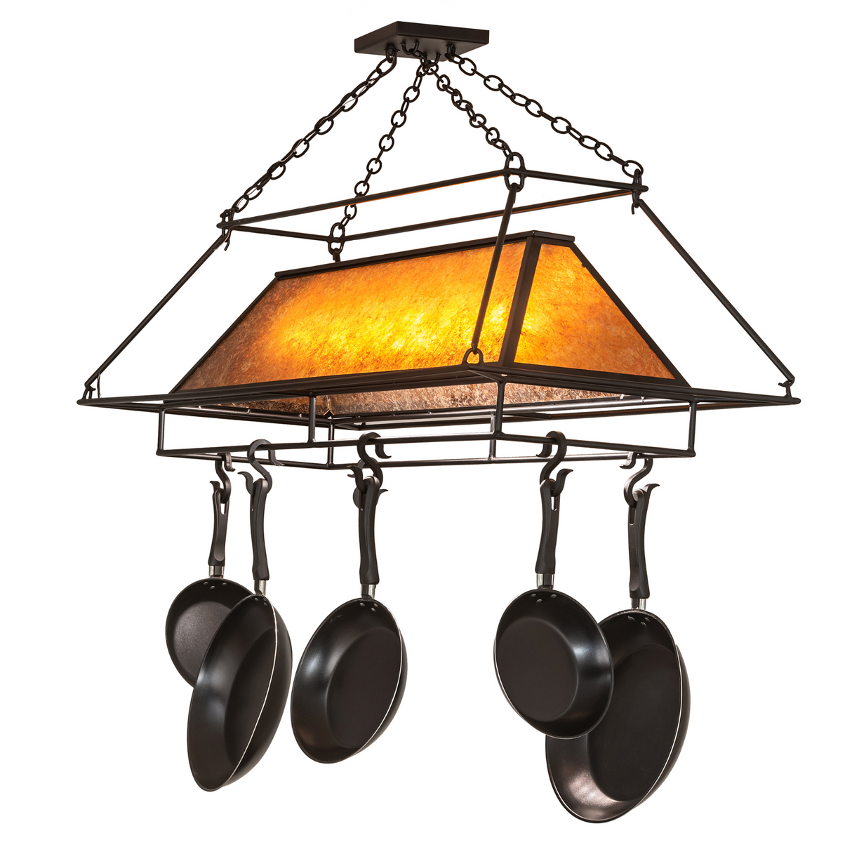 Mission Prime 48-inch pot rack chandelier front view.