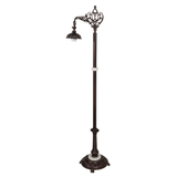 Mission-style floor lamp base in mahogany bronze, front frame view.