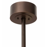 Close-up of ceiling canopy in Mahogany Bronze finish with downrod connection.