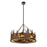 Full hanging view of Moose at Dusk Chandel-Air with glowing amber illumination.