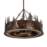Unlit angled view showing moose and pine tree cutout detailing.