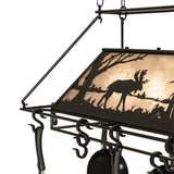 Closeup of moose silhouette design on chandelier.