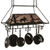 Moose at Lake 3-light chandelier side view with detailed woodland design.