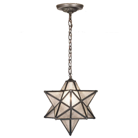 12-inch Moravian Star pendant with clear seedy glass and bronze finish.