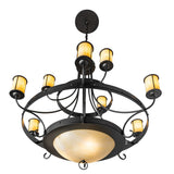 Bottom angle view highlighting central Botticino Idalight diffuser and iron rings.