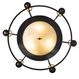 Bottom view featuring large Botticino Idalight bowl diffuser and wrought iron trim.