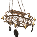 Overhead view of Neo 15 Light Pot Rack with scroll design.