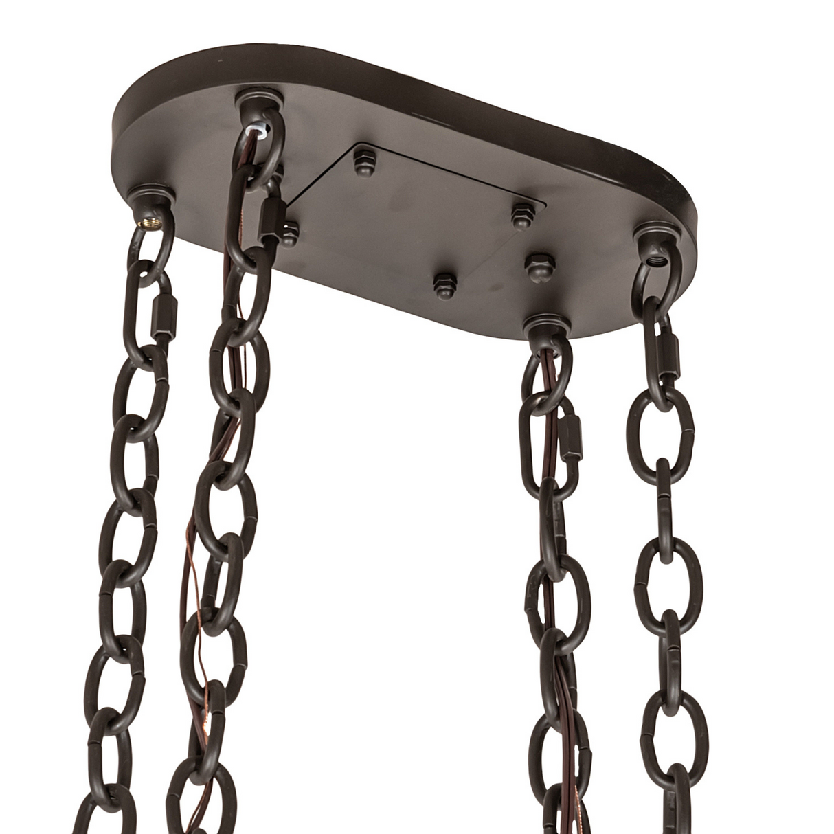 Ceiling mount and chain detail of Neo 2-light pot rack.