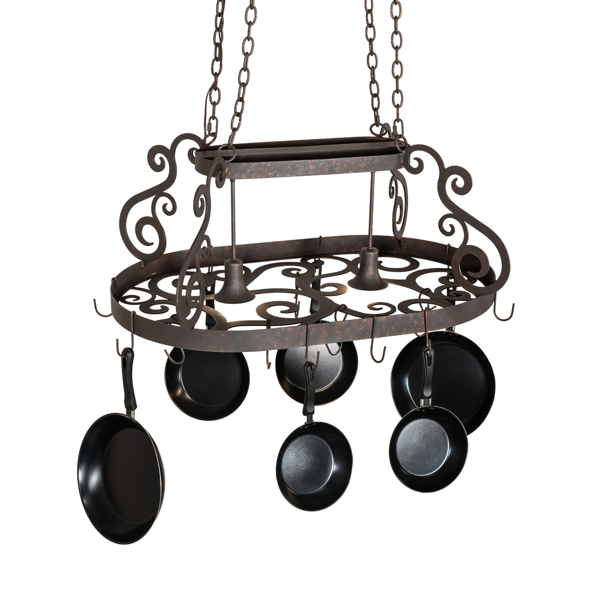 Overhead angled view of Neo 2 Light Pot Rack chandelier.