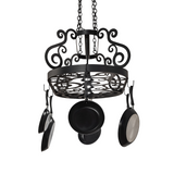 Back view of Neo 3 Light Pot Rack showing iron frame design.