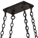 Ceiling mount and chain suspension of Neo 3 Light Pot Rack.