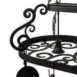 Closeup of hand-forged scroll accents on Neo 3 Light Pot Rack.