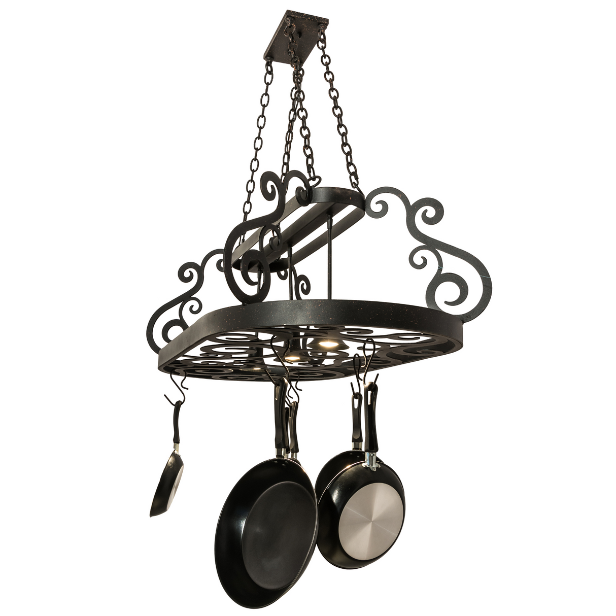 Decorative side angle highlighting Euro Café frame and lights.