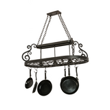 Side view of Neo 3-Light Pot Rack showing Euro Café finish.