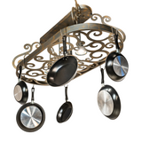 Bottom angle view of Neo 4 Light Pot Rack with four downlights visible.