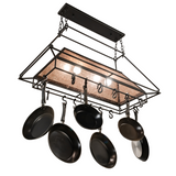 Angled bottom view of Neo 6 Light pot rack chandelier.