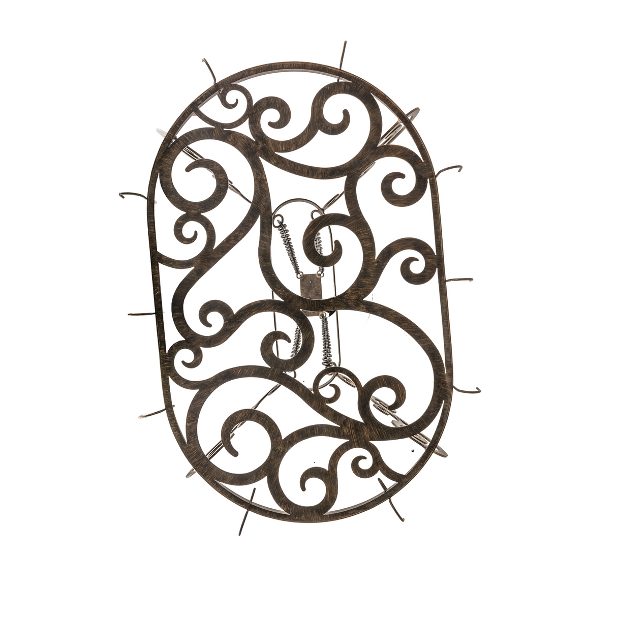 Bottom view highlighting scrollwork top and hook arrangement.