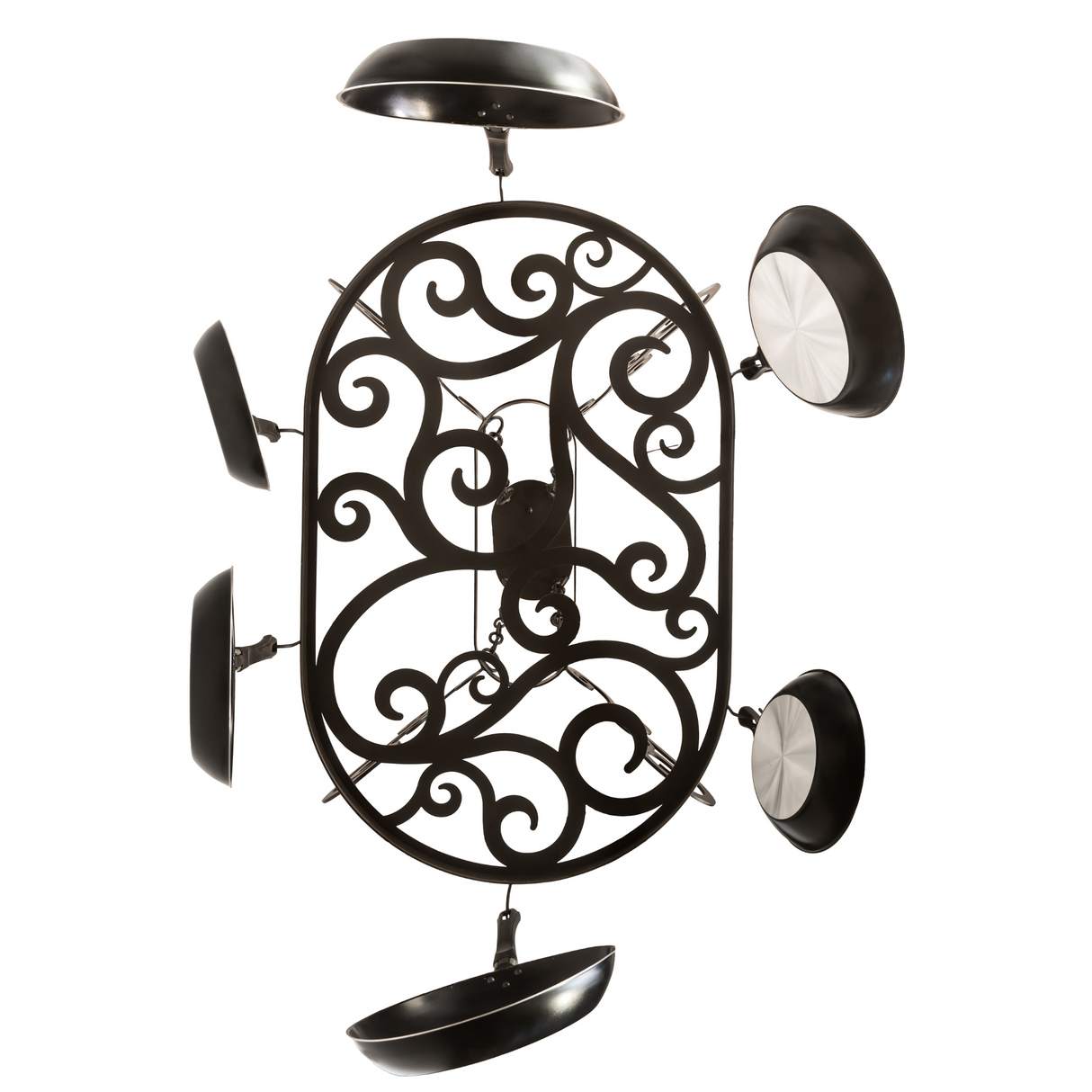 Bottom view showing detailed scroll pattern and hooks.