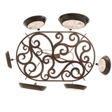 Bottom view of 38" Neo pot rack showing scroll design.