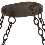 Close-up of ceiling canopy and chain connection of Neo pot rack.