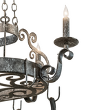 Closeup of decorative scroll detail on Neo chandelier.