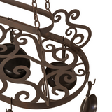 Neo Pot Rack with Hand-Forged Scroll Accents, 38" Long