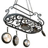 Bottom angle view highlighting scrollwork and pan placement.