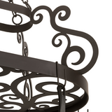 Close-up of scroll accent and hook detail on Neo pot rack.