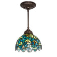 Nightfall Wisteria Mini Pendant with a glass shade in blue and green tones.