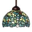 Nightfall Wisteria mini pendant, 8 inches wide, featuring vibrant blue and green glass.