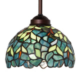 Nightfall Wisteria mini pendant, 8 inches wide, featuring vibrant blue and green glass.