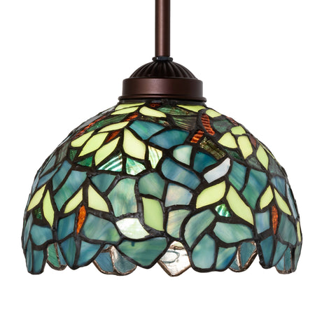 Nightfall Wisteria mini pendant, 8 inches wide, featuring vibrant blue and green glass.