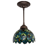 Side view of the Nightfall Wisteria Mini Pendant featuring Mahogany Bronze hardware.