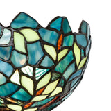 Decorative wall-mounted Nightfall Wisteria sconce with intricate glass artwork.