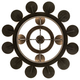 Underside view showing circular ring alignment and bobeche-mounted lights.