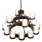 Top angled view highlighting circular ring design and hanging suspension.